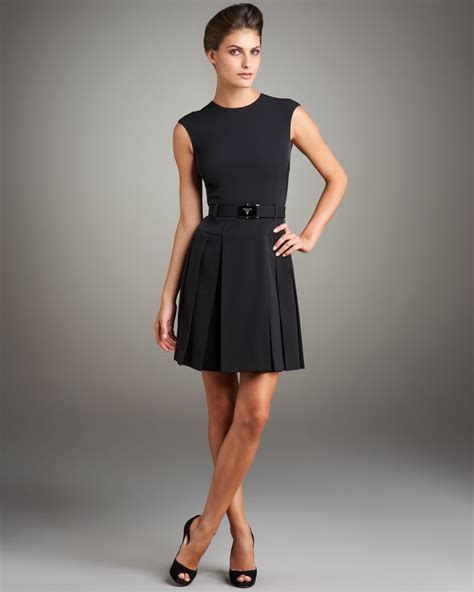 black prada dress|prada pleated dress.